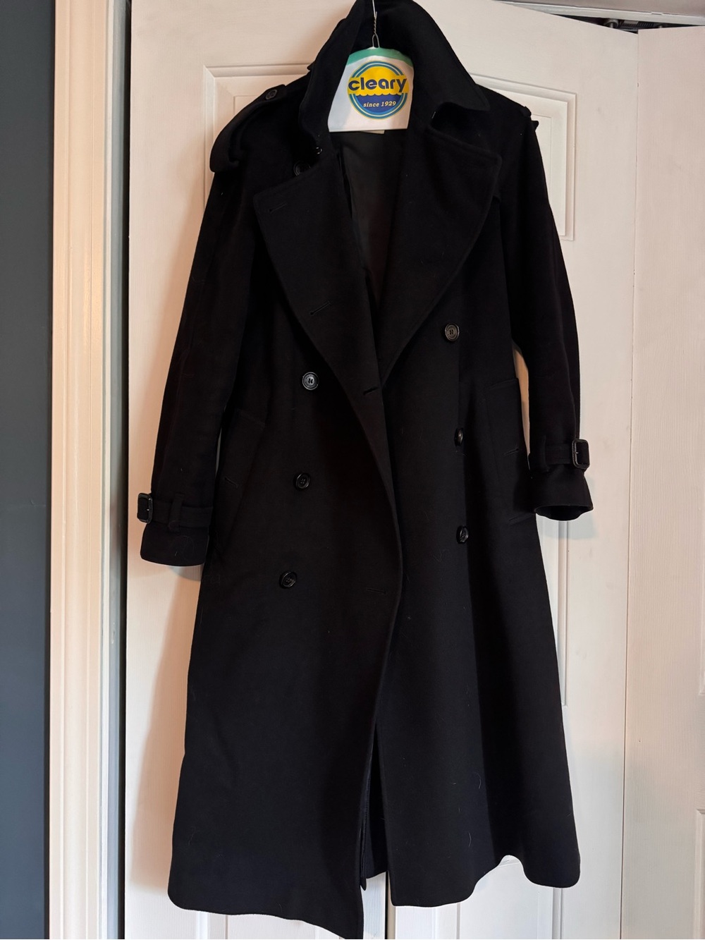 Burberry Black Double-Breasted 100% Cashmere Trench Coat 2